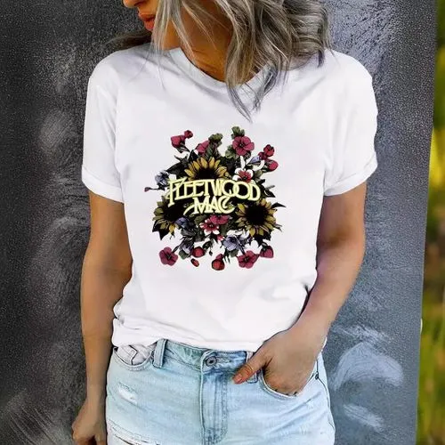 Short Sleeve T-Shirts for Women Floral Printed Streetwear