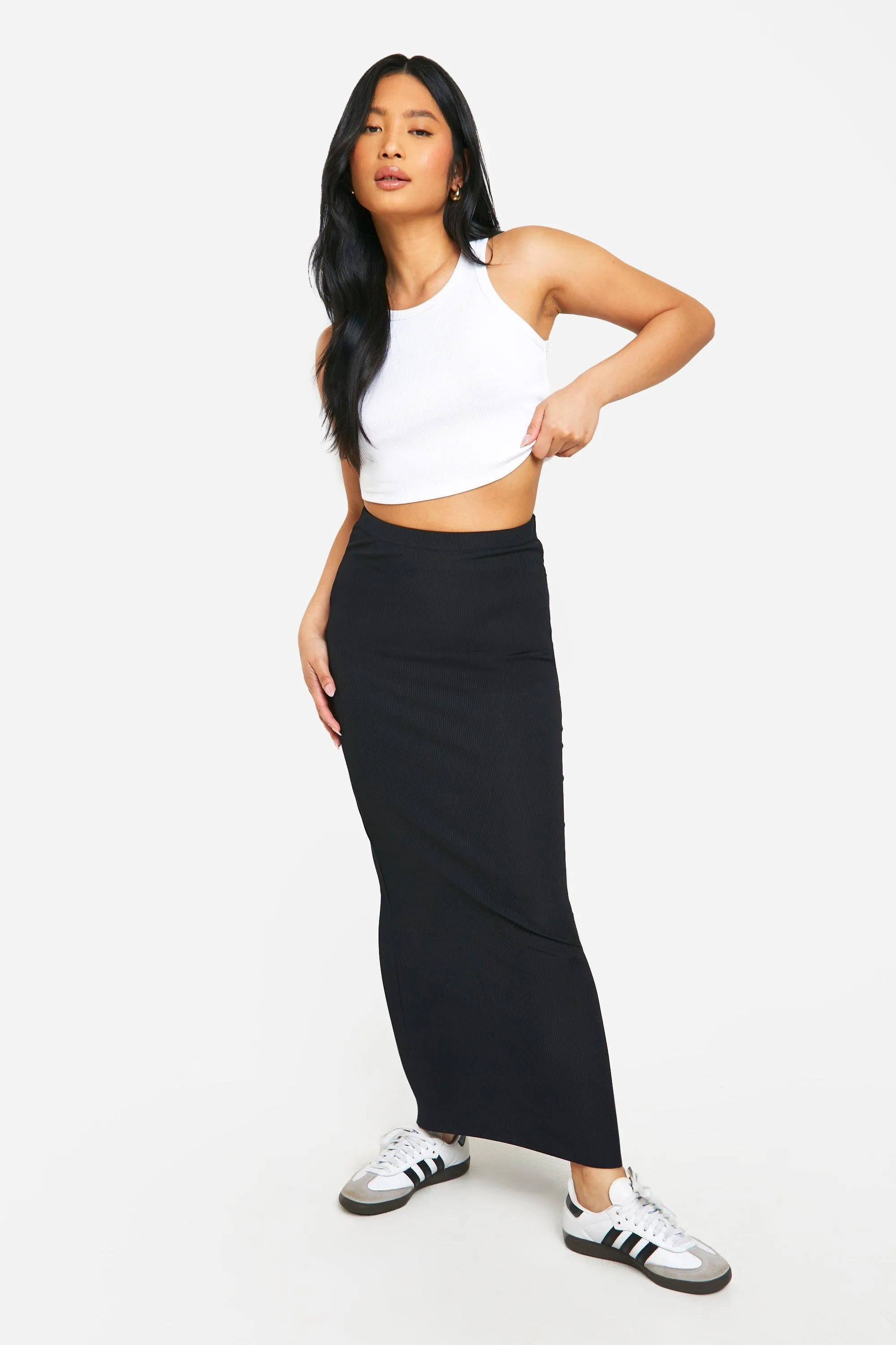 Petite Rib Midaxi Skirt by boohoo | Shop Skirts Online