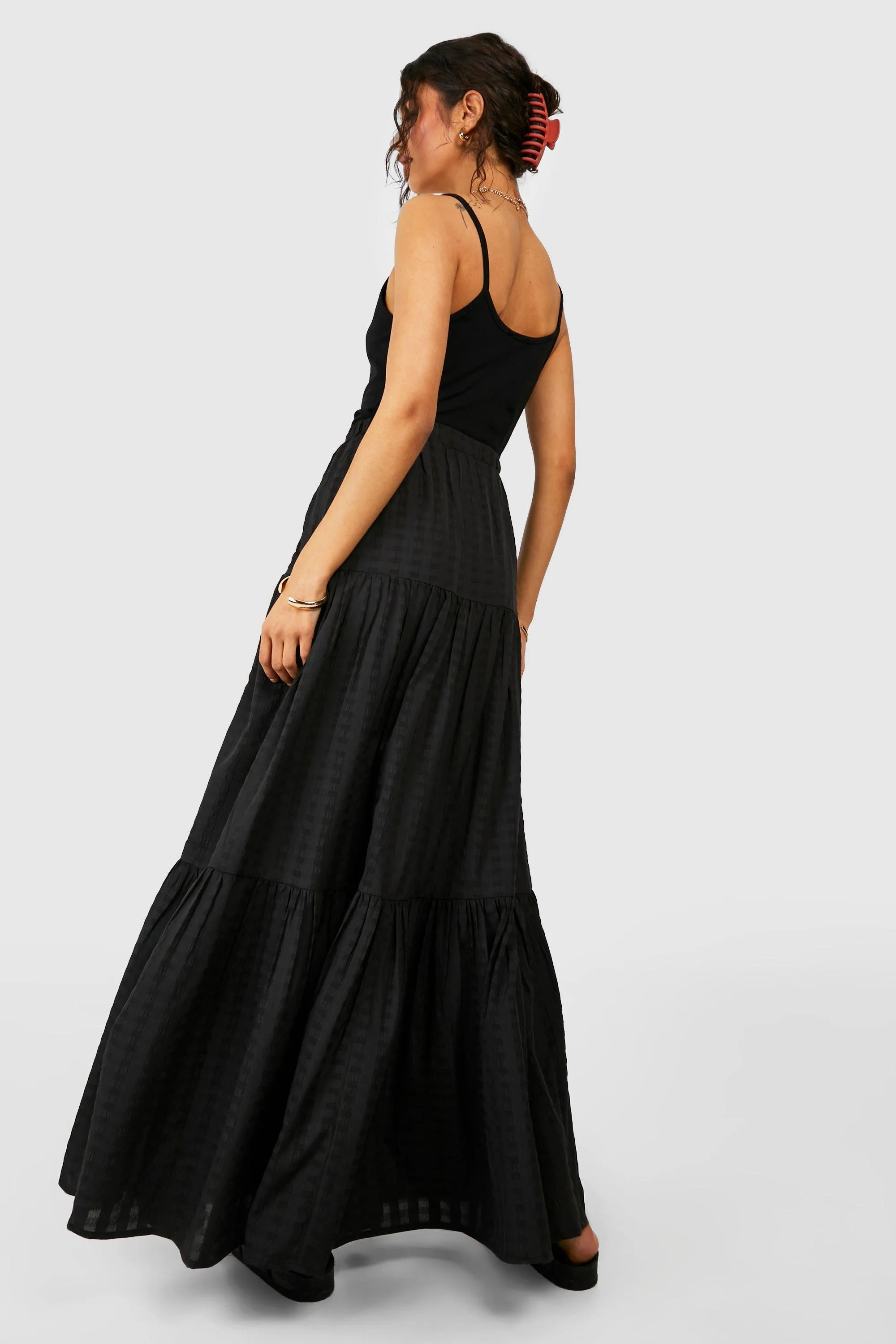 Seersucker Tiered Maxi Skirt - Shop Skirts at boohoo