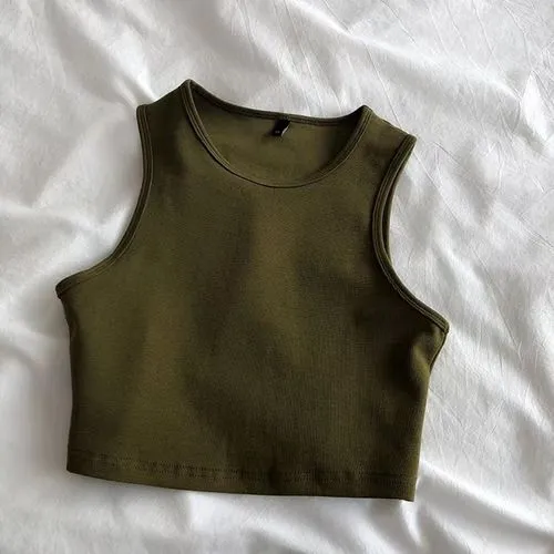 Sleeveless T-shirts for Women - Casual Solid Color