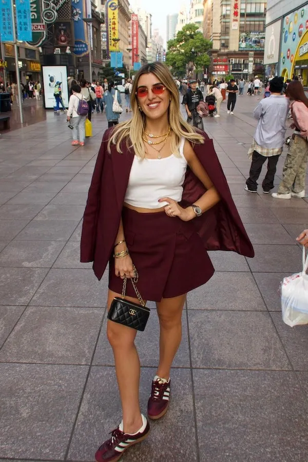 Burgundy Mini Skirt with Sneaky Design