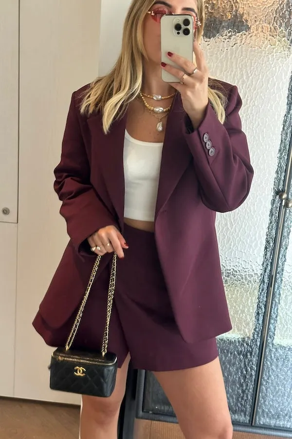 Burgundy Mini Skirt with Sneaky Design