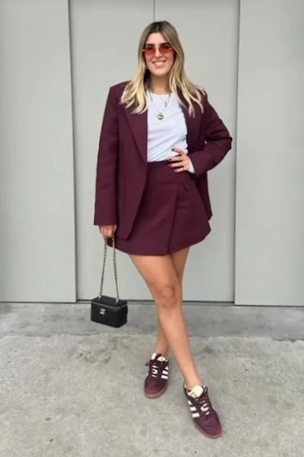 Burgundy Mini Skirt with Sneaky Design