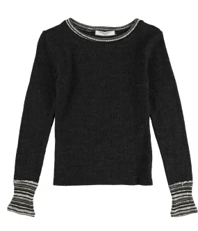 Social T striped cuff pullover sweater