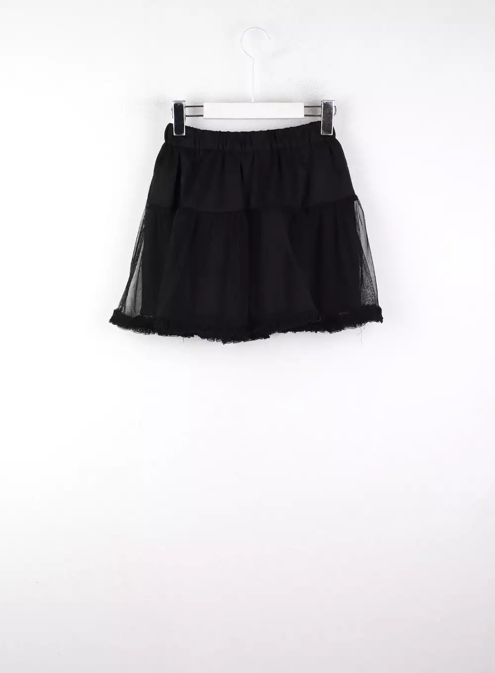 Solid Lace Trim Ruffle Mini Skirt - Mid Waist - CD328