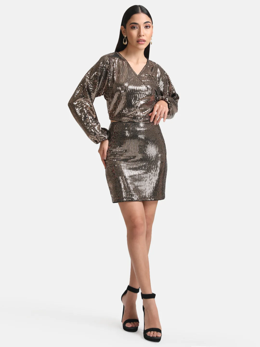 Sequin Mini Skirt with Stick-On Design