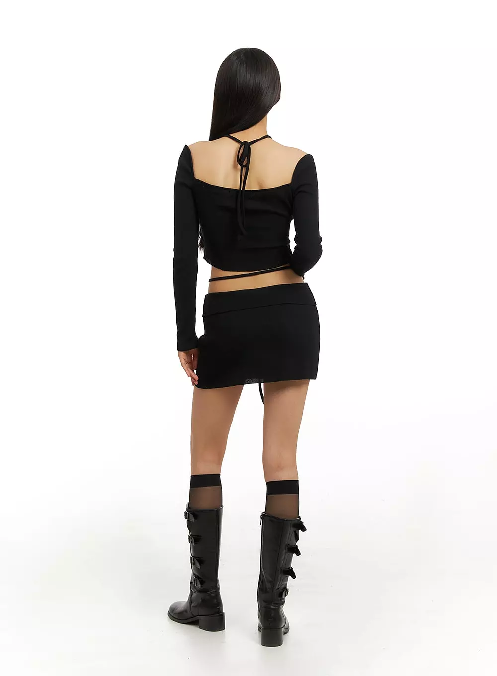 Strap Waist Sheer Mini Skirt - IA417