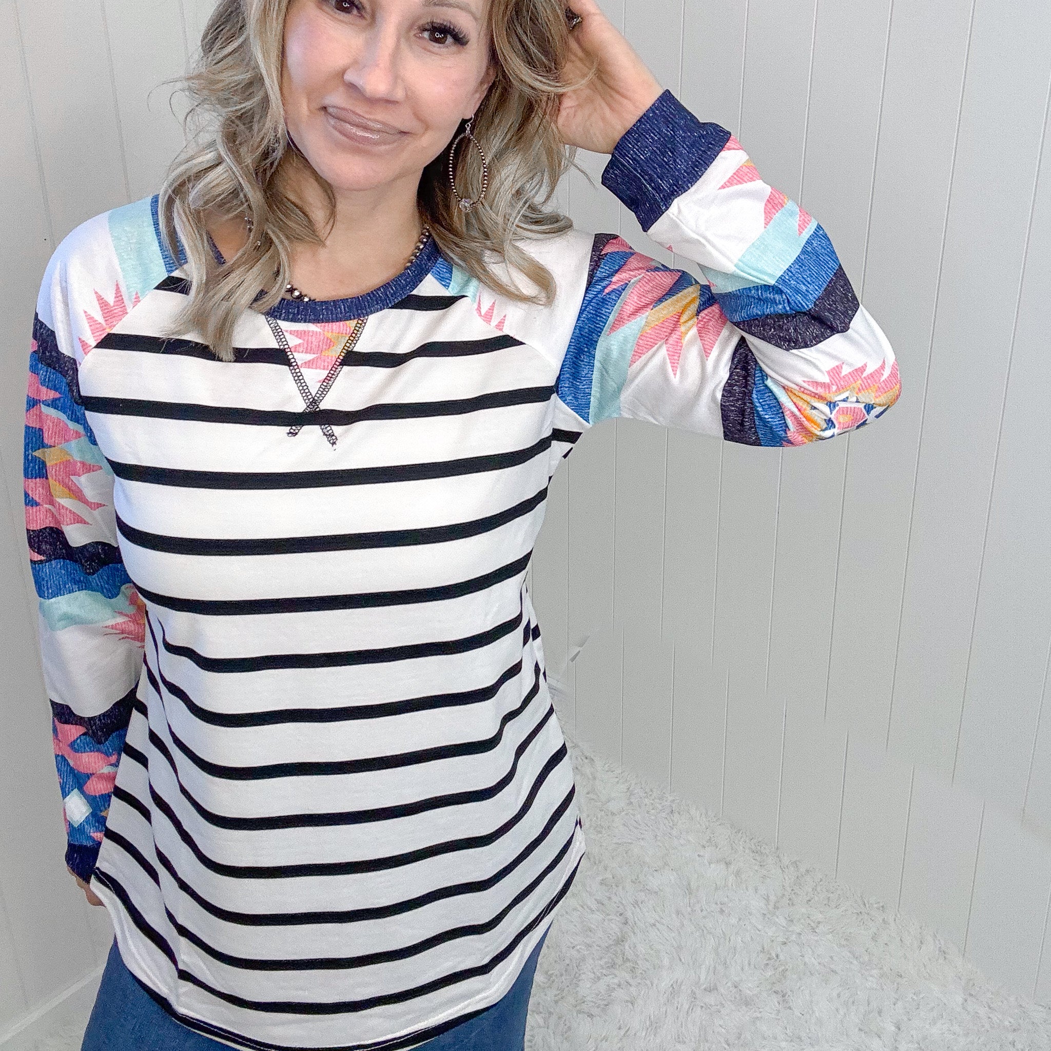 Striped Long Sleeve Tee for Change Of Pace Multi Print