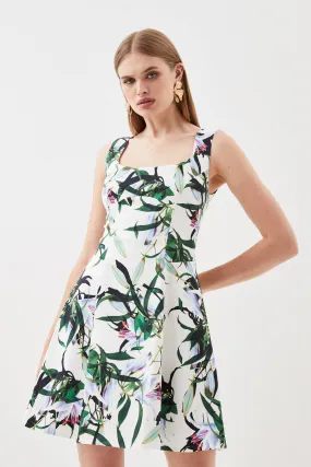 Neon Lilly Print Skater Dress - Karen Millen