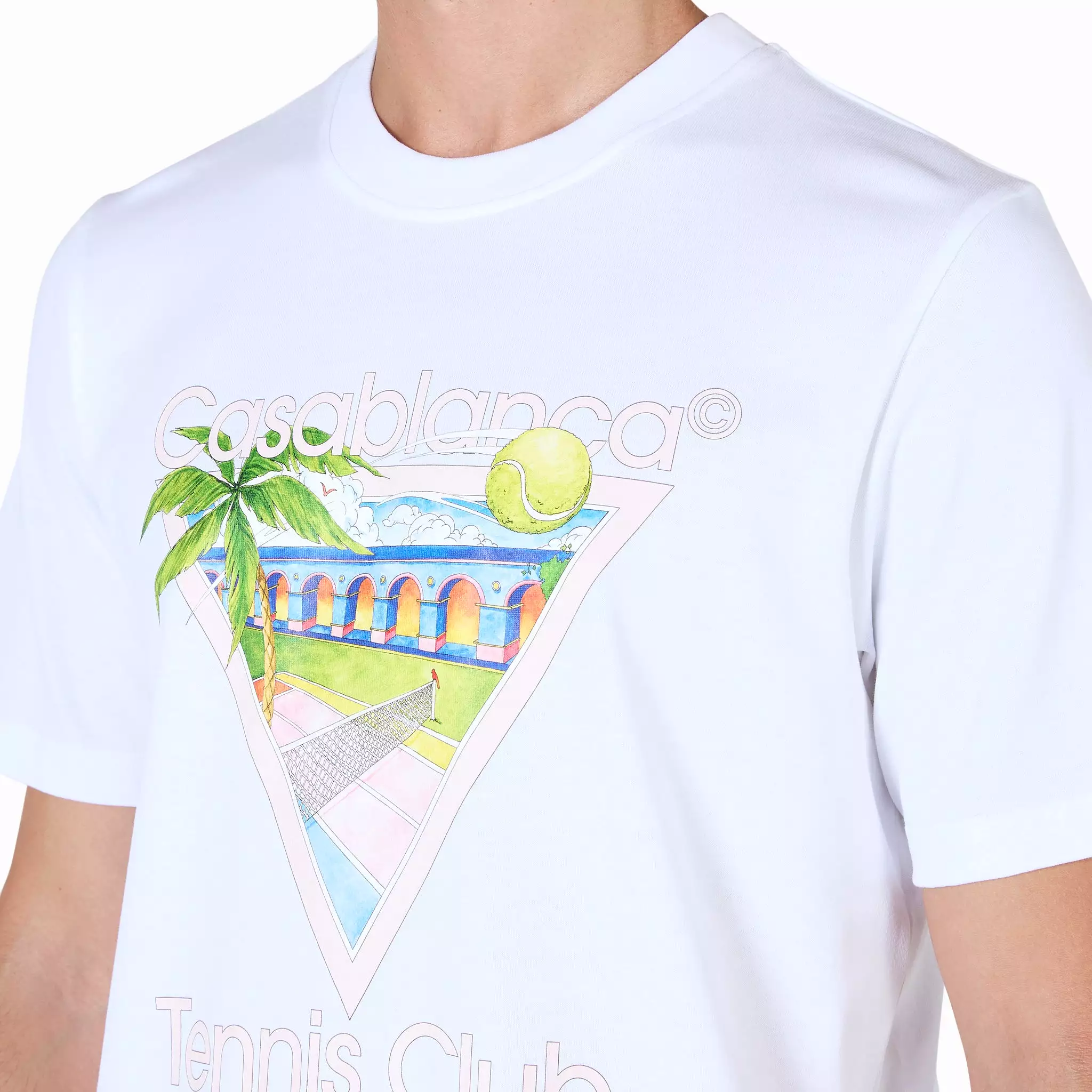 Tennis Club Unisex White T-Shirt with Icon Screen Print