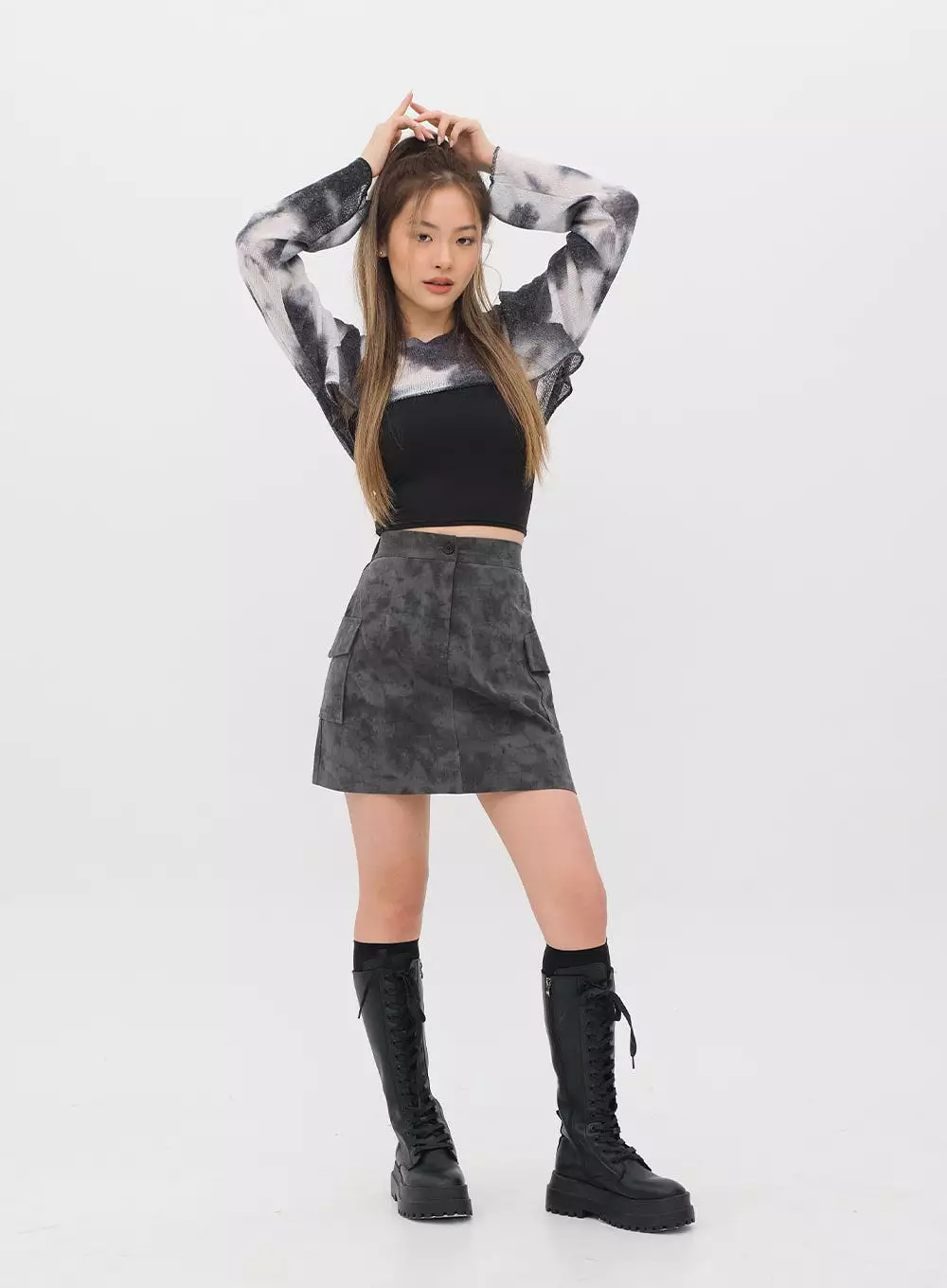 Tie Dye Cargo Mini Skirt - CM11