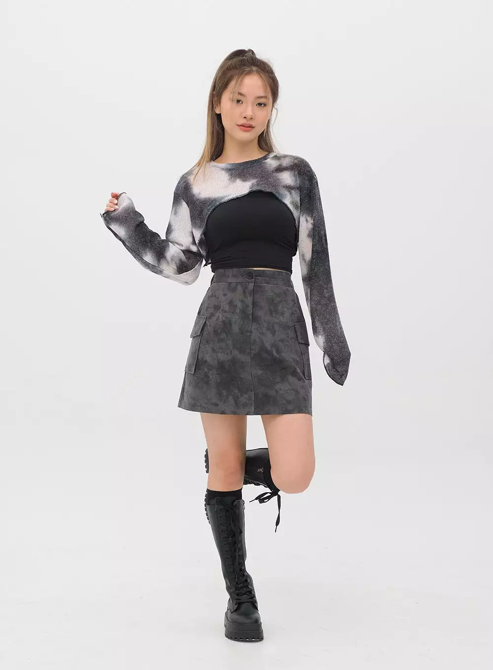 Tie Dye Cargo Mini Skirt - CM11