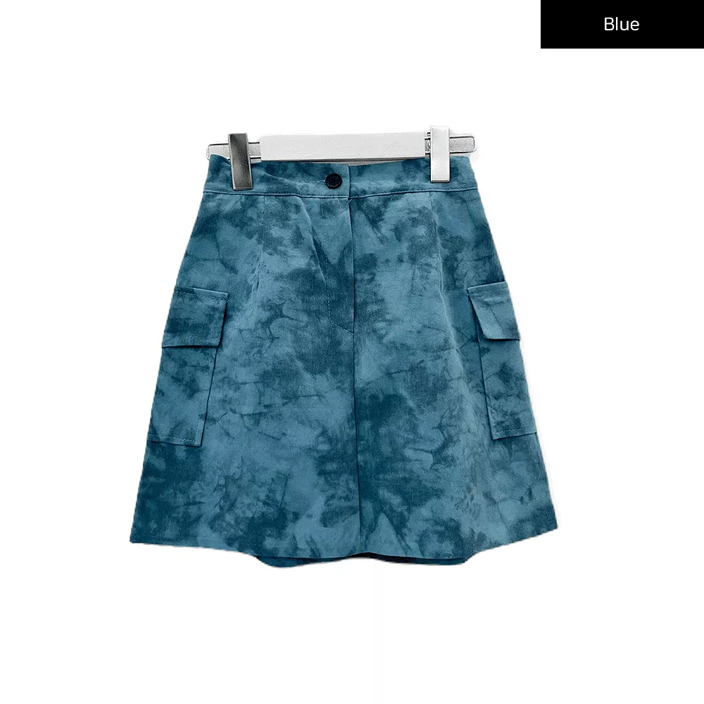 Tie Dye Cargo Mini Skirt - CM11