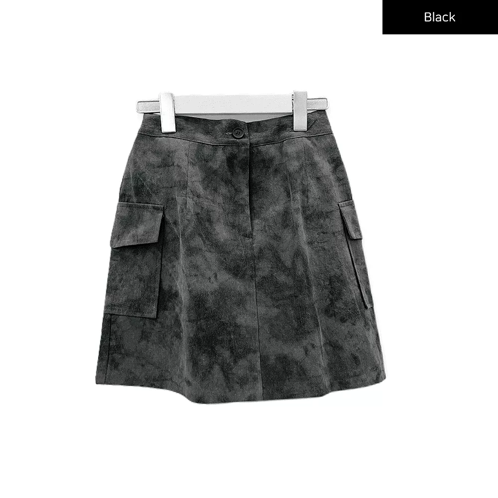 Tie Dye Cargo Mini Skirt - CM11