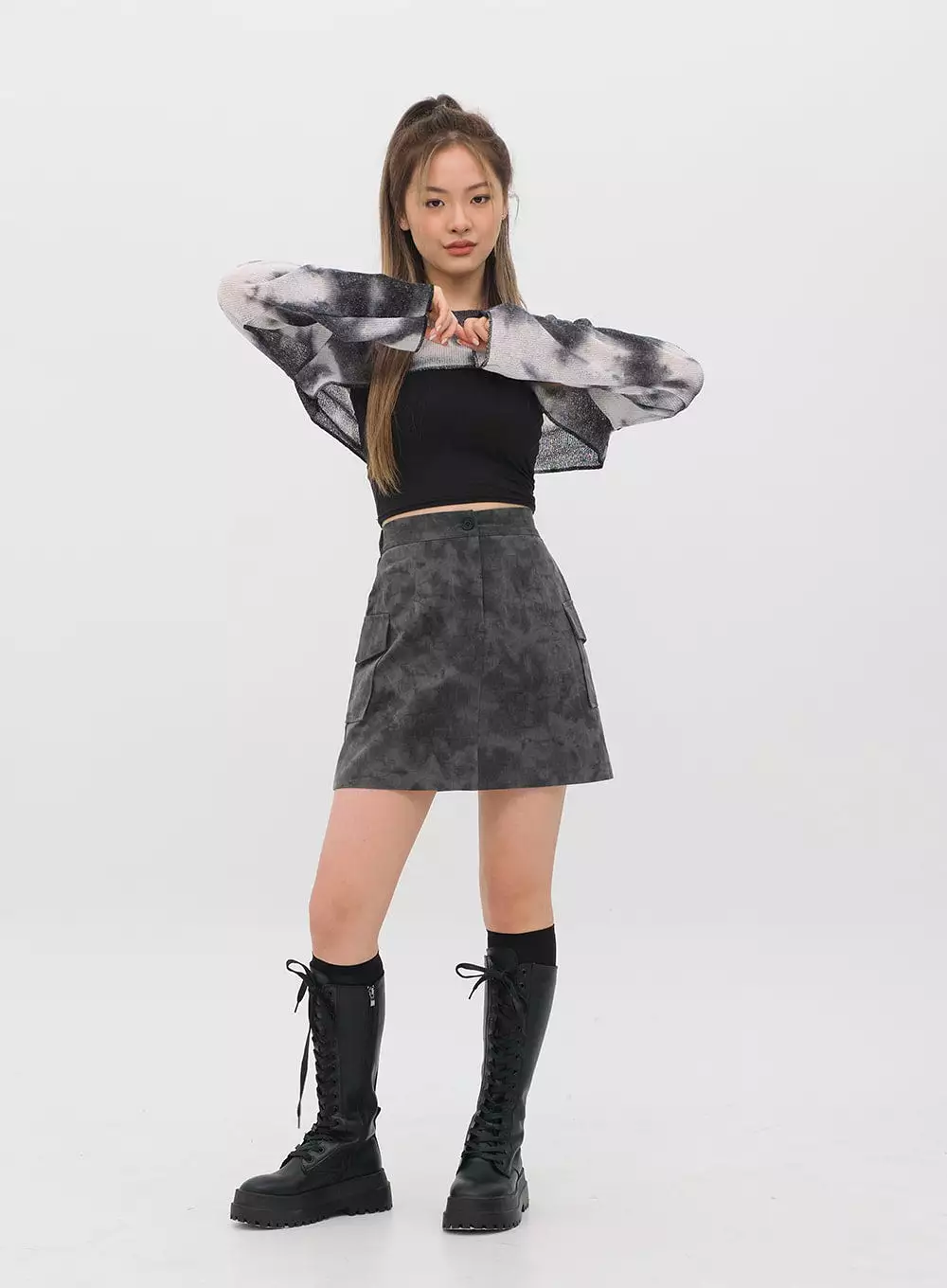 Tie Dye Cargo Mini Skirt - CM11