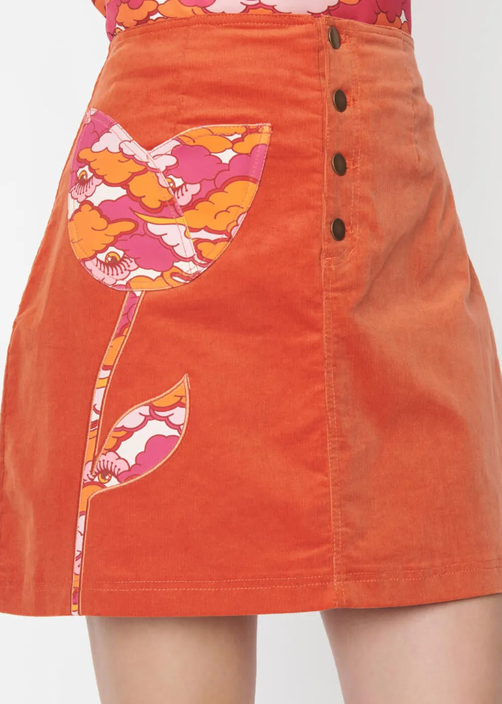 Orange Psychedelic 60's Mini Skirt by Unique Vintage Smak Parlor Tulip