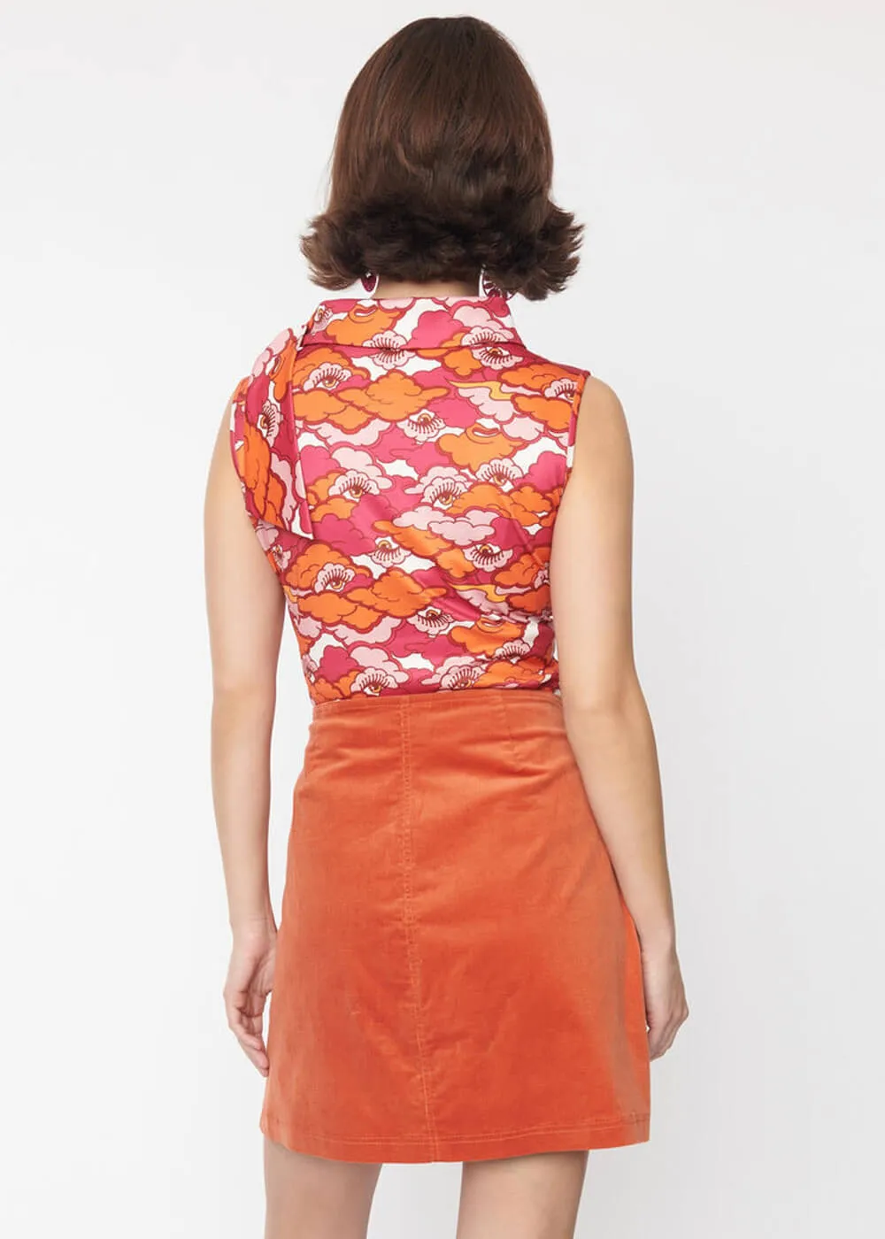 Orange Psychedelic 60's Mini Skirt by Unique Vintage Smak Parlor Tulip