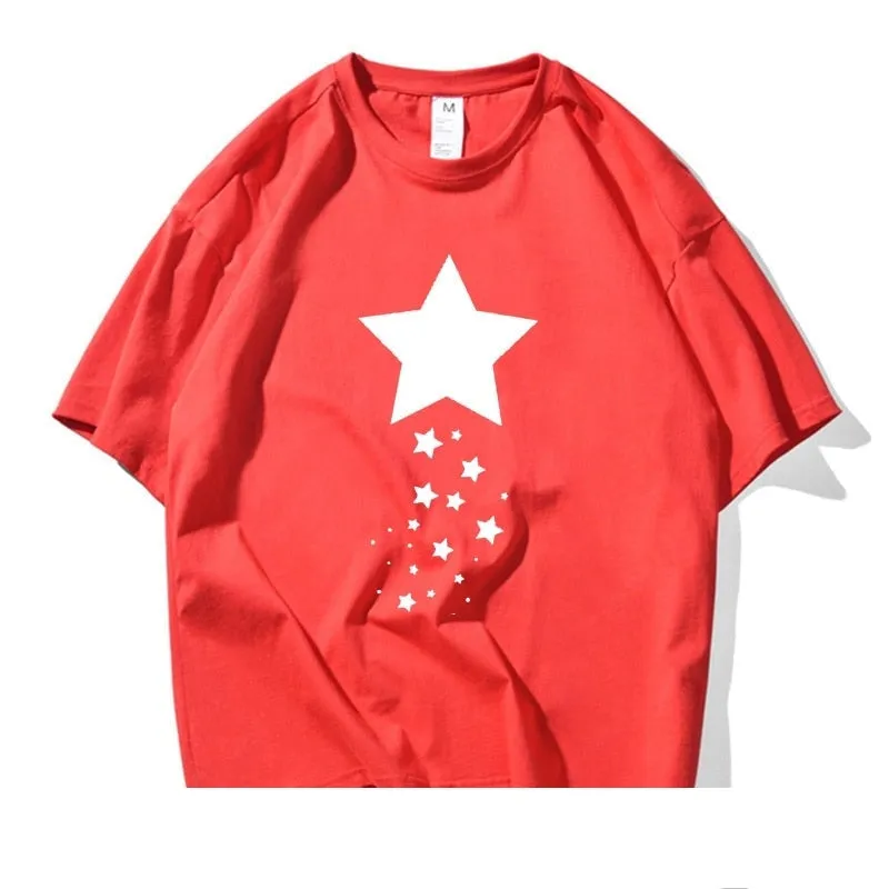 Summer Casual Cotton Star Printed Short Sleeve Artful T-shirts - Unisex