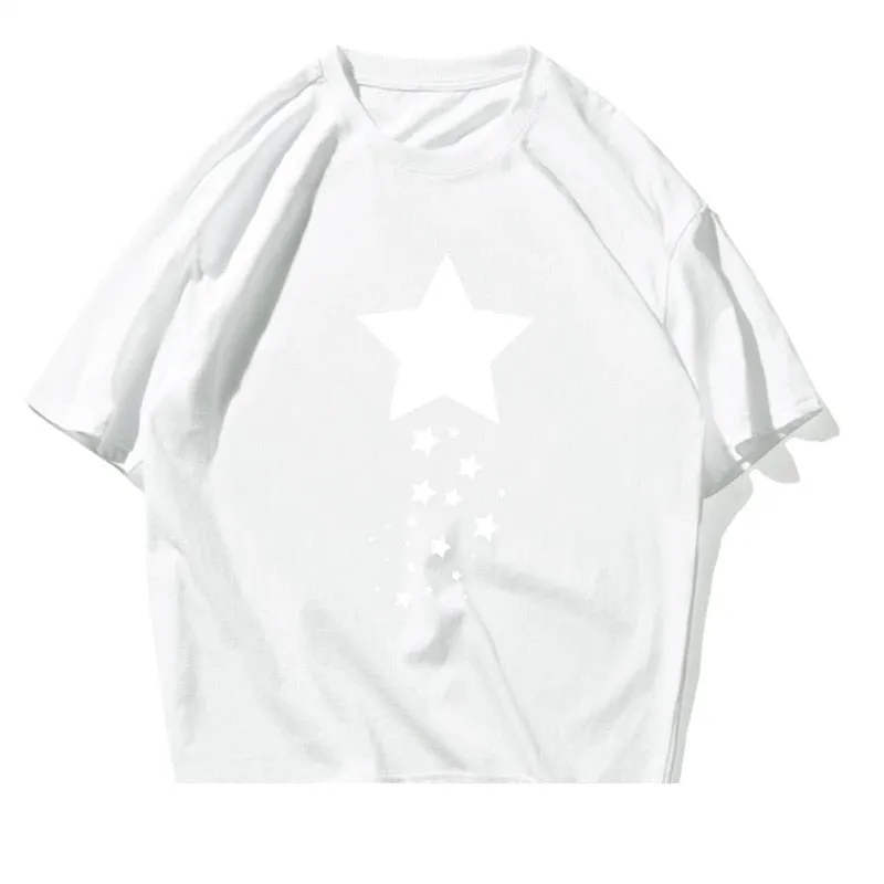 Summer Casual Cotton Star Printed Short Sleeve Artful T-shirts - Unisex