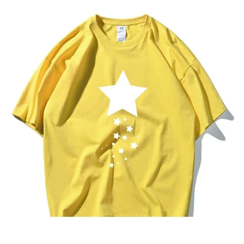 Summer Casual Cotton Star Printed Short Sleeve Artful T-shirts - Unisex