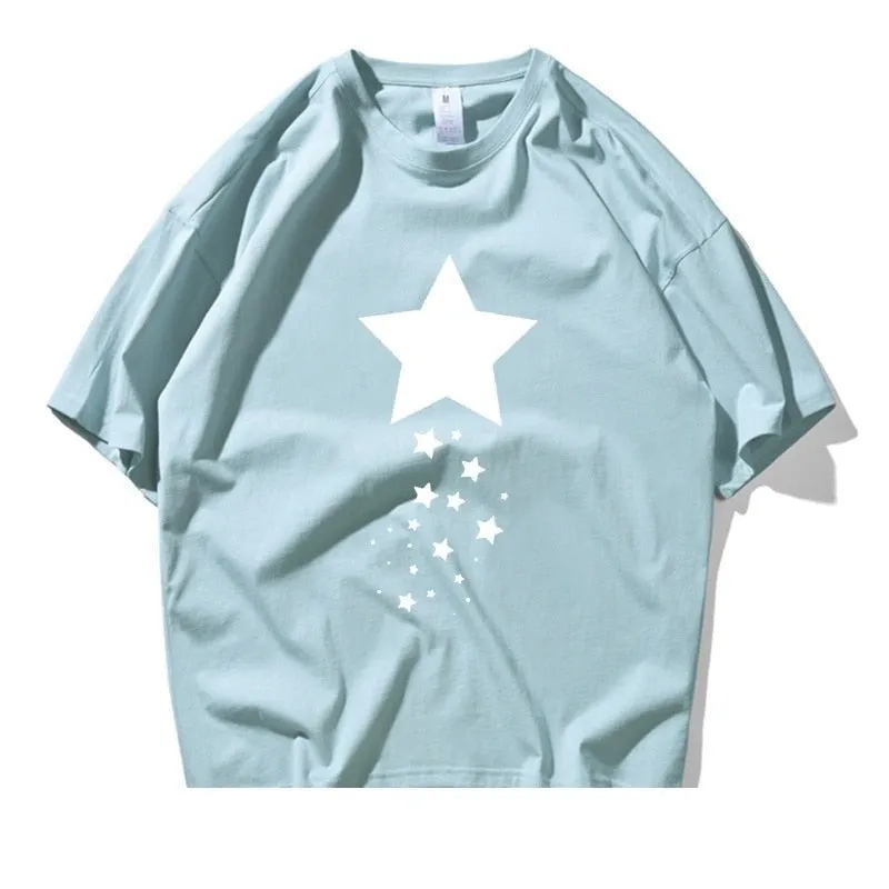 Summer Casual Cotton Star Printed Short Sleeve Artful T-shirts - Unisex