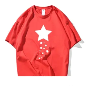 Summer Casual Cotton Star Printed Short Sleeve Artful T-shirts - Unisex