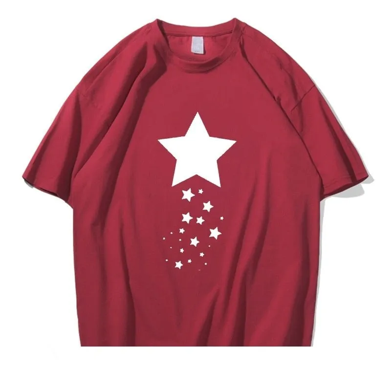 Summer Casual Cotton Star Printed Short Sleeve Artful T-shirts - Unisex