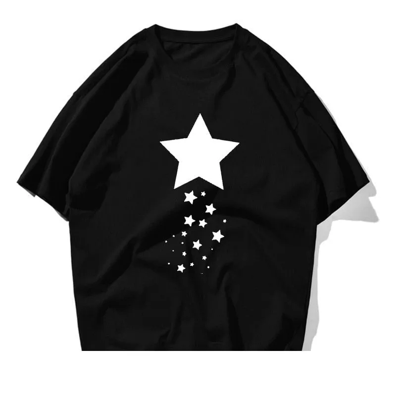 Summer Casual Cotton Star Printed Short Sleeve Artful T-shirts - Unisex