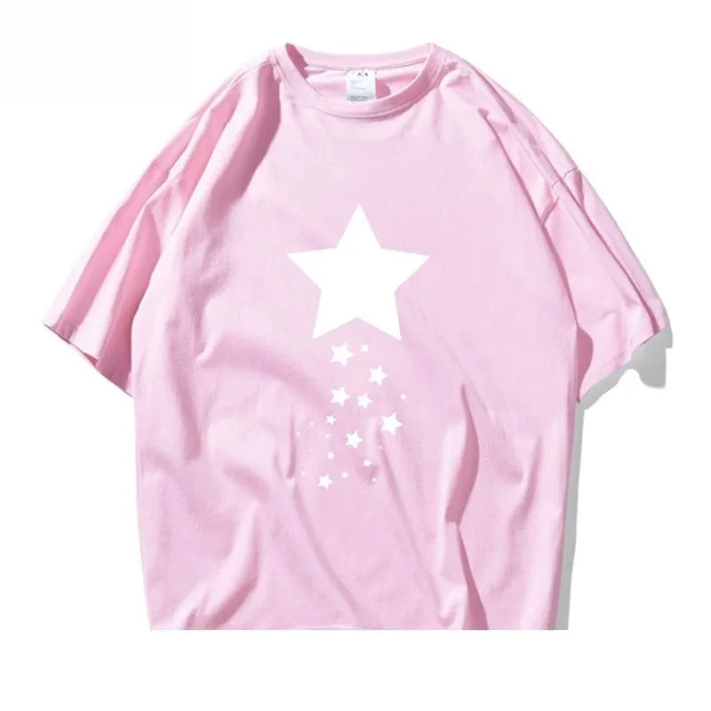 Summer Casual Cotton Star Printed Short Sleeve Artful T-shirts - Unisex