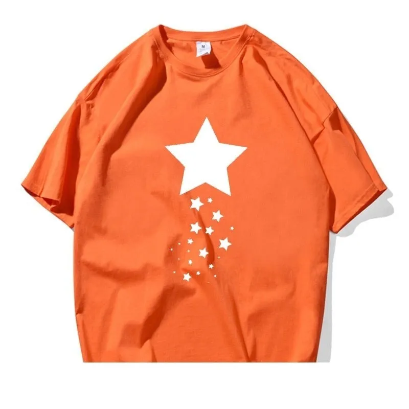 Summer Casual Cotton Star Printed Short Sleeve Artful T-shirts - Unisex