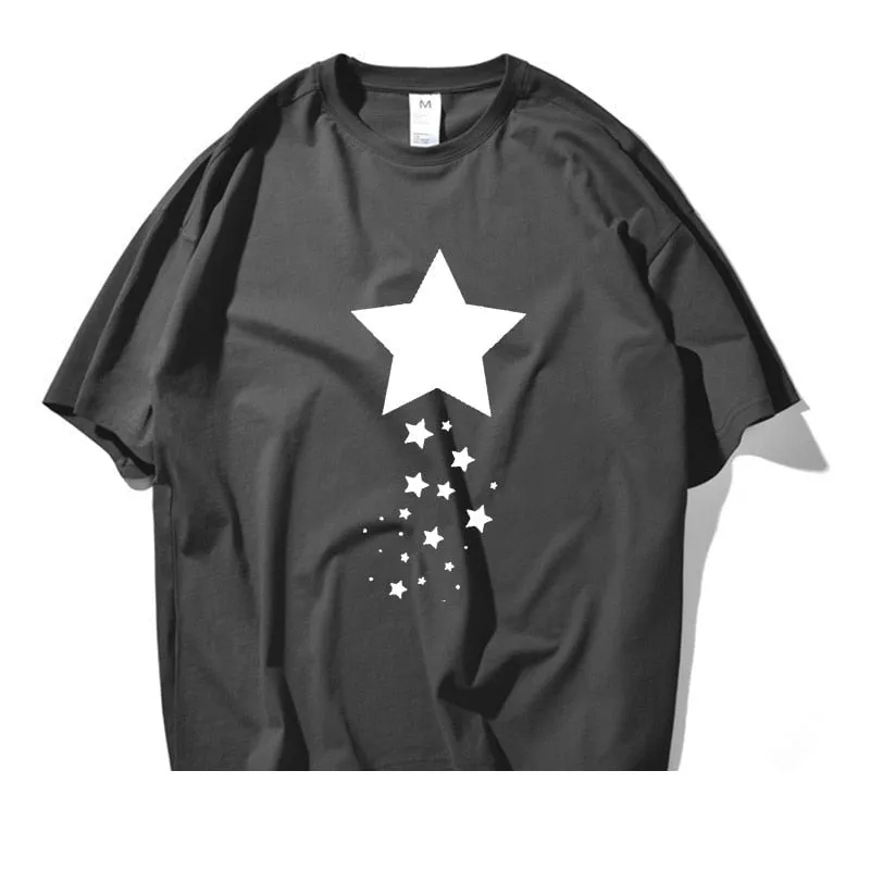 Summer Casual Cotton Star Printed Short Sleeve Artful T-shirts - Unisex