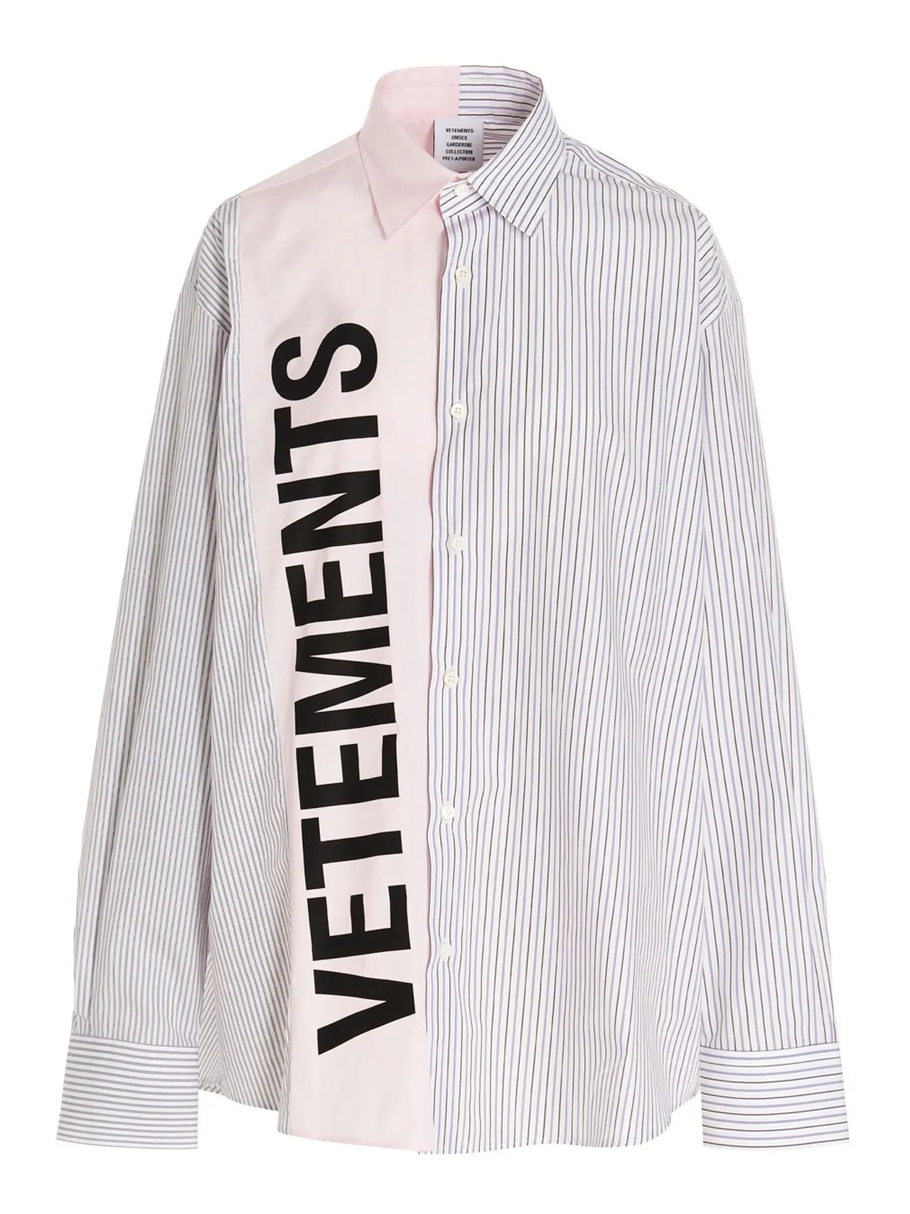 Vetements Striped Logo Printed Long-Sleeved Shirt