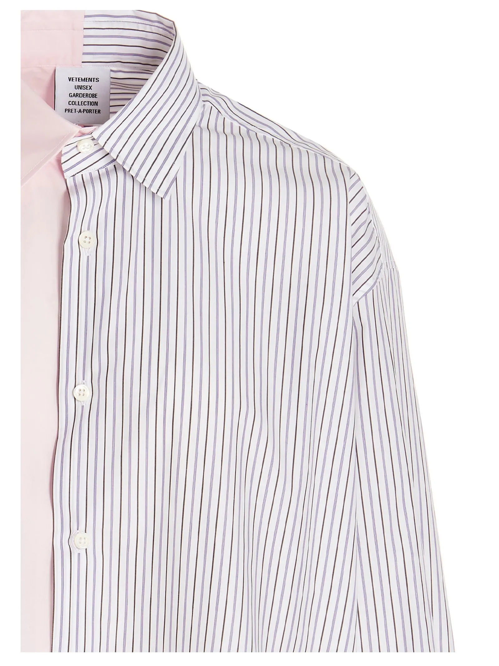 Vetements Striped Logo Printed Long-Sleeved Shirt