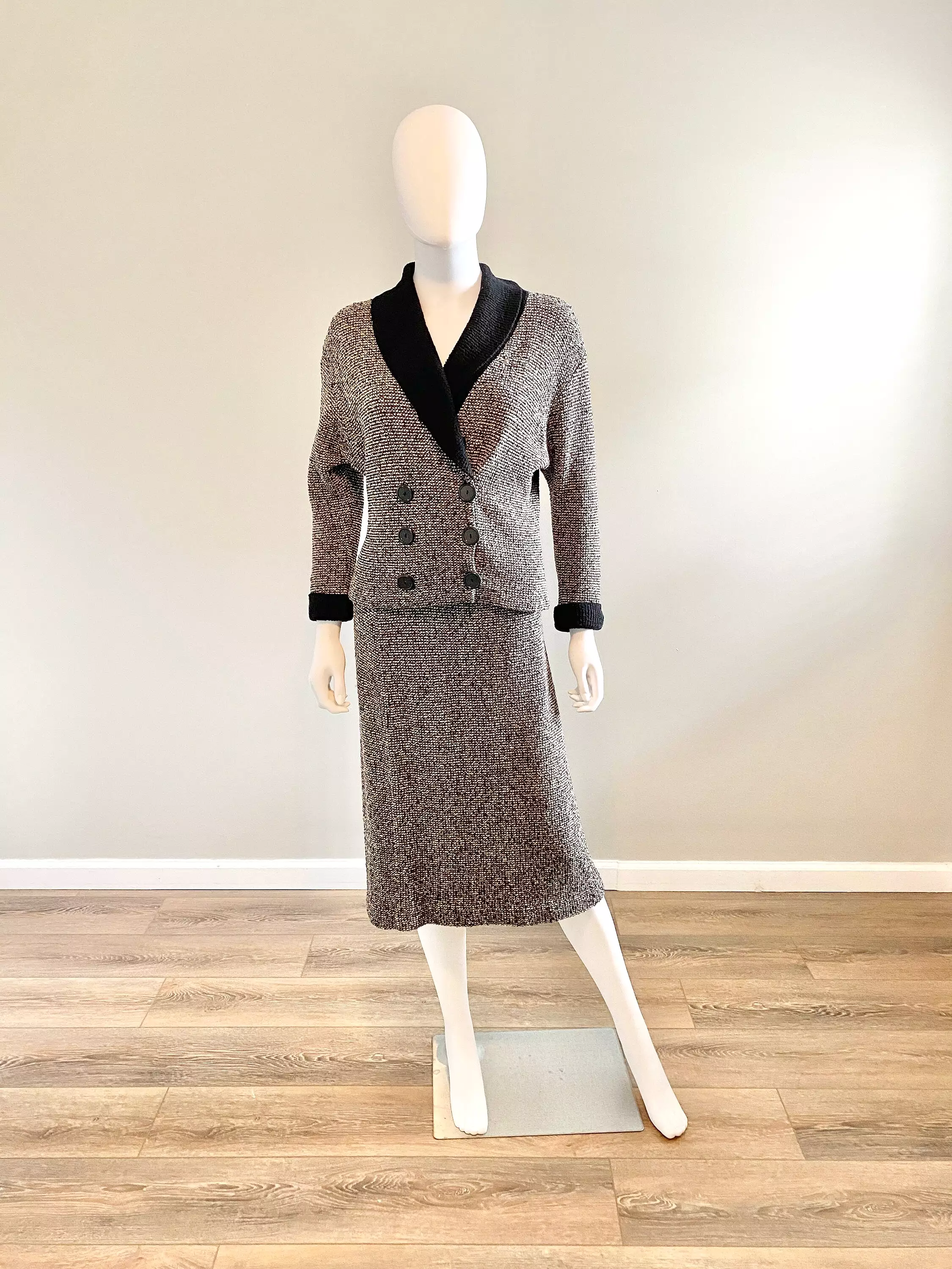 Vintage 1950s Plus Size Sweater Set | 50s Knit Skirt