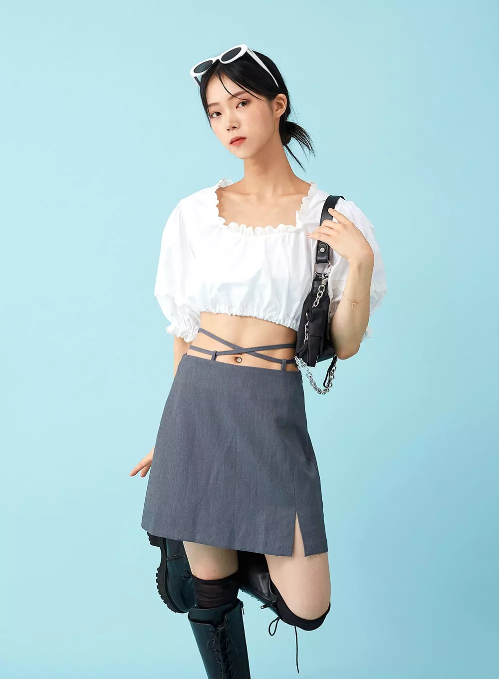 Waist Strap Mini Skirt in BU8