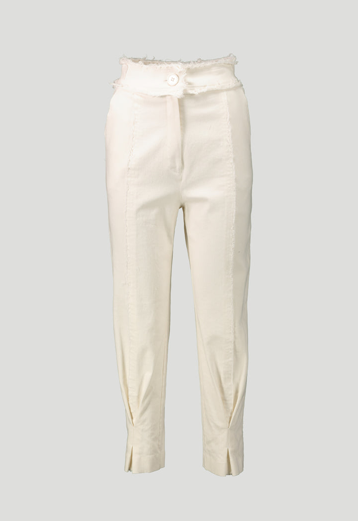 White Trouser with Mixed Fabric