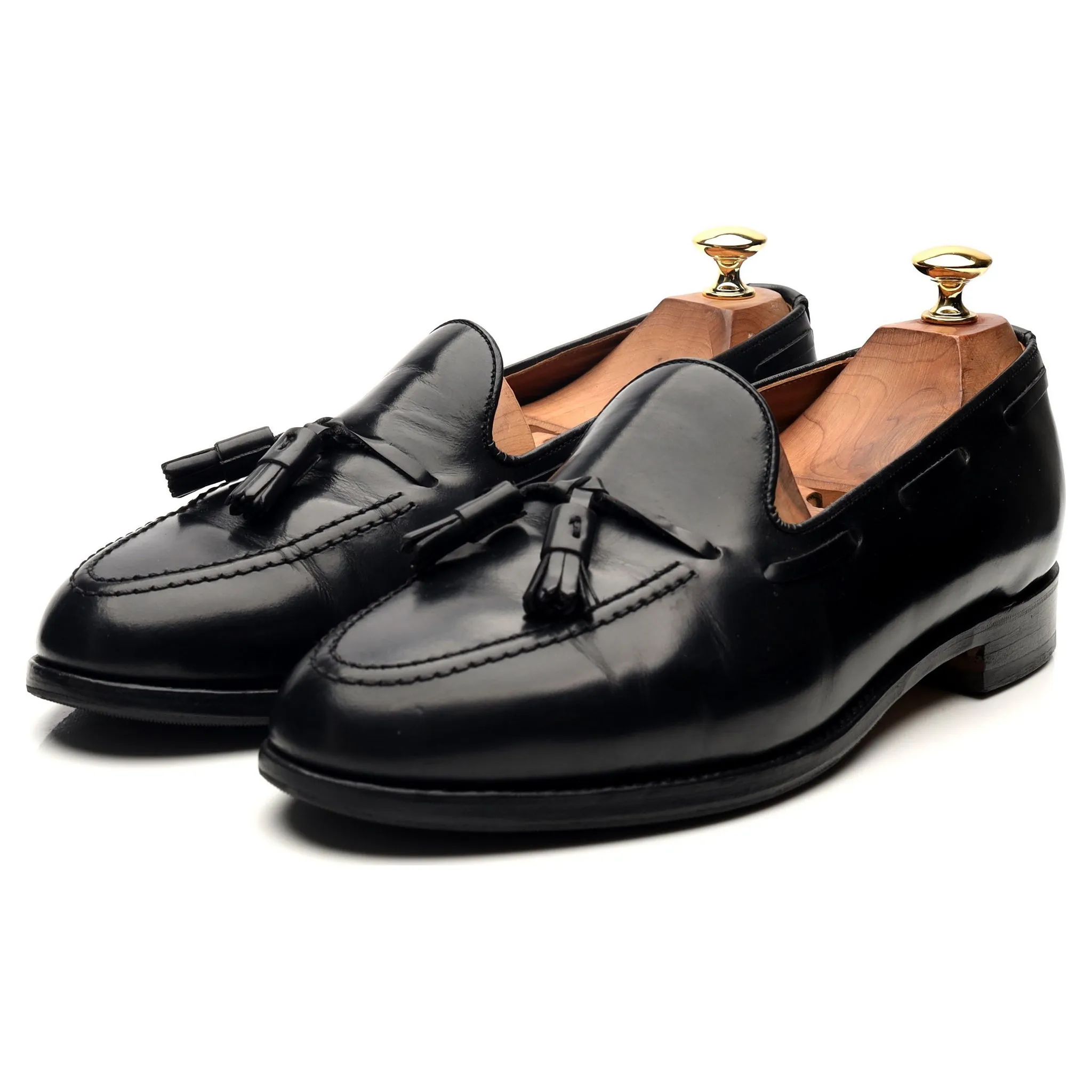 Windsor Black Leather Tassel Loafers UK 9 EX