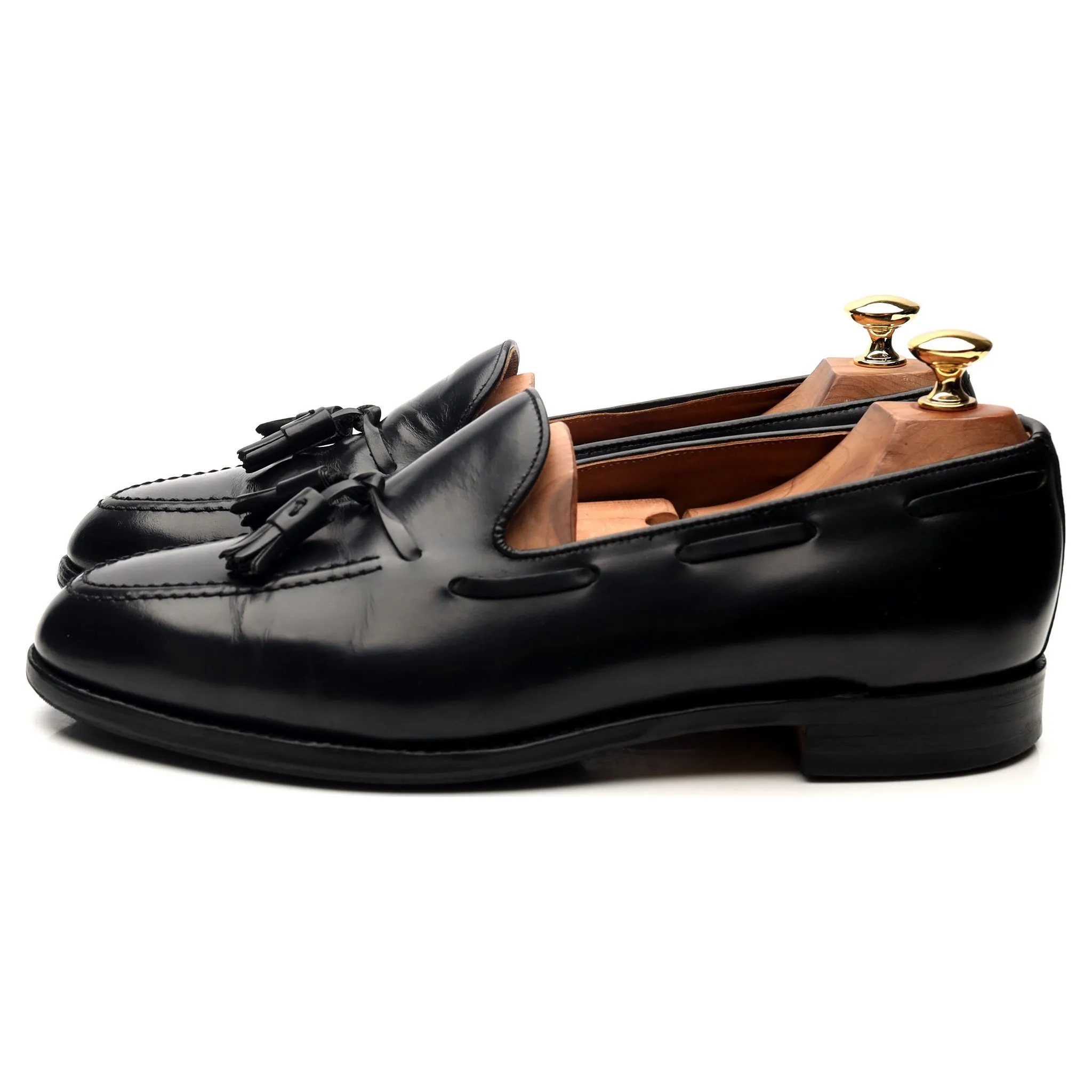 Windsor Black Leather Tassel Loafers UK 9 EX