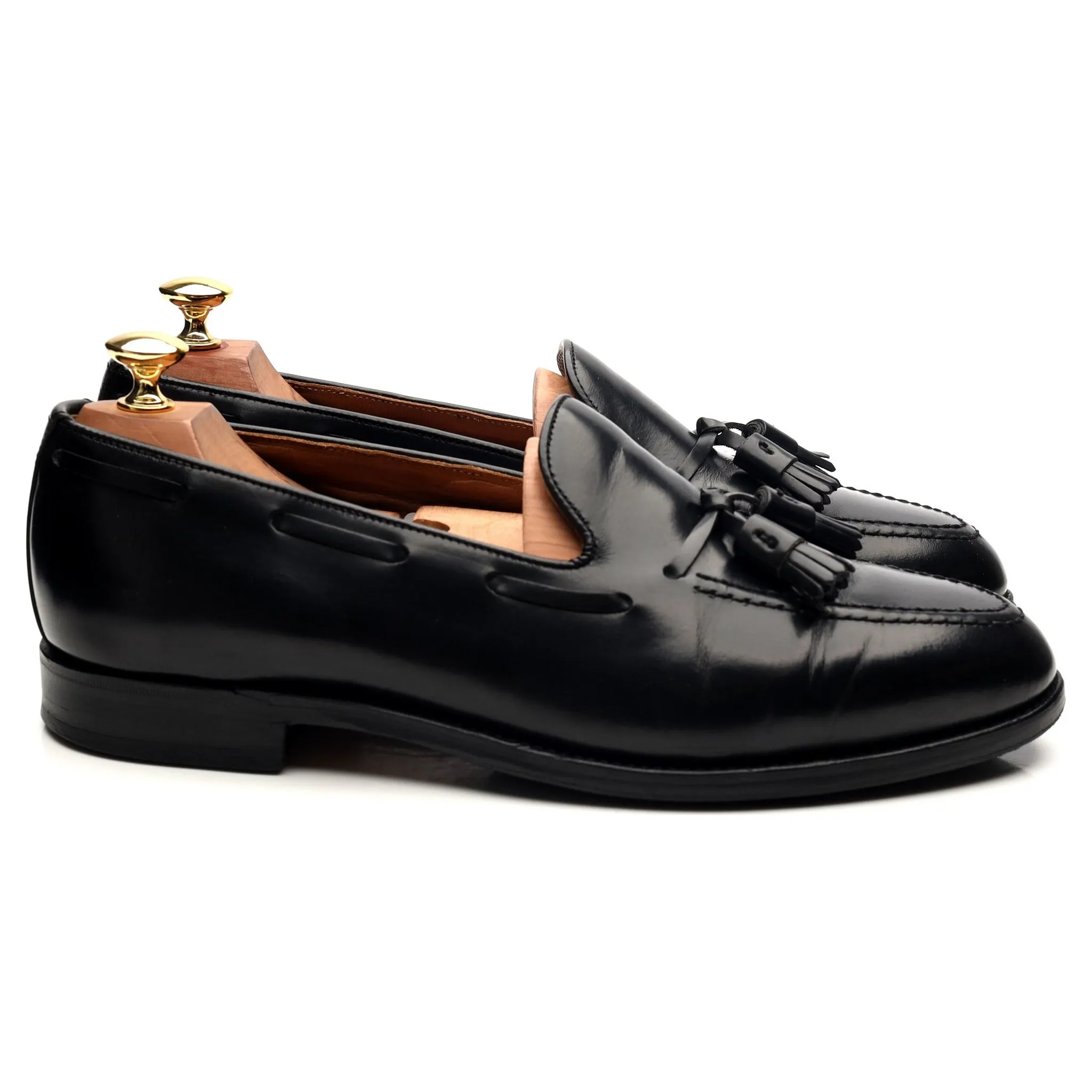 Windsor Black Leather Tassel Loafers UK 9 EX