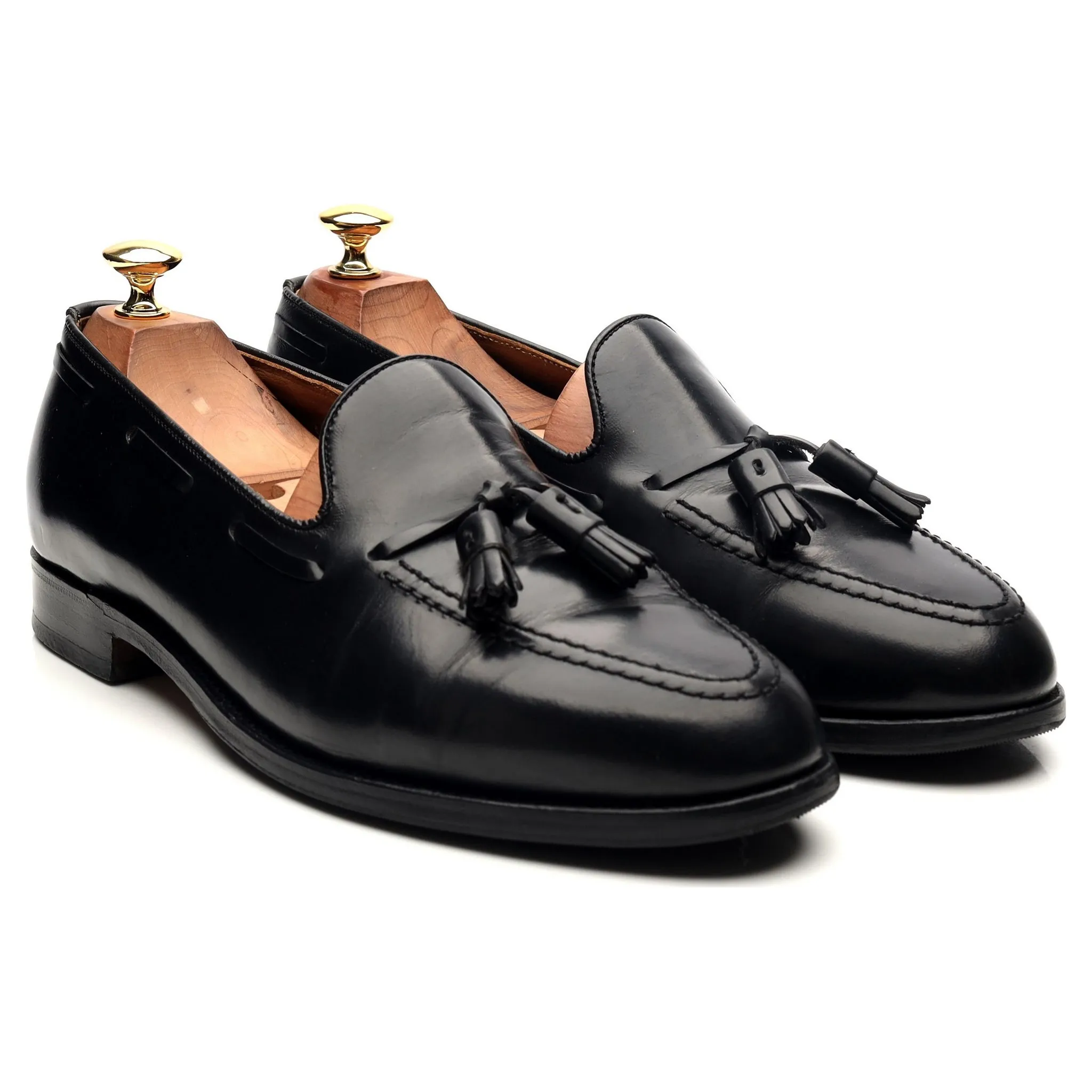 Windsor Black Leather Tassel Loafers UK 9 EX