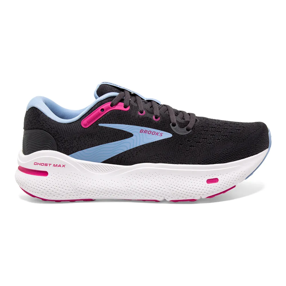 Women's Brooks Ghost Max, Ebony/Open Air/Lilac Rose, 8 D Wide – Buy Now!