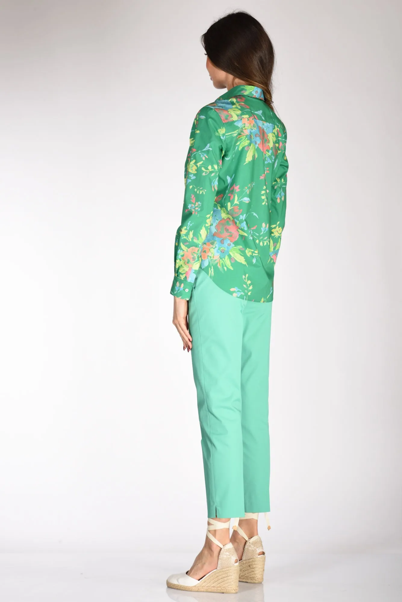 Women's Green/Multicolor Aspesi Shirt with Collar