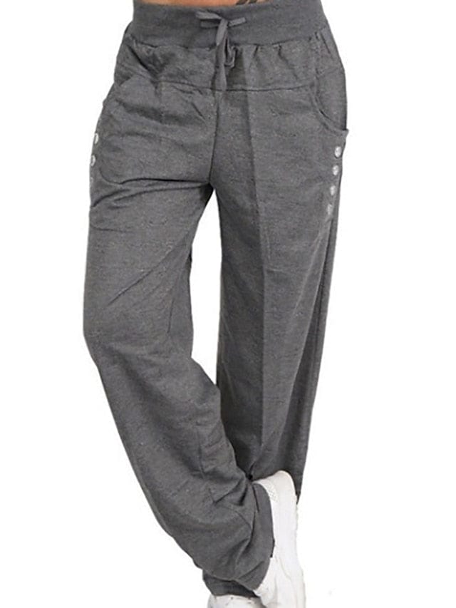 Women's Plus Size L-4XL Micro-Elastic Solid Color Sweatpants Joggers