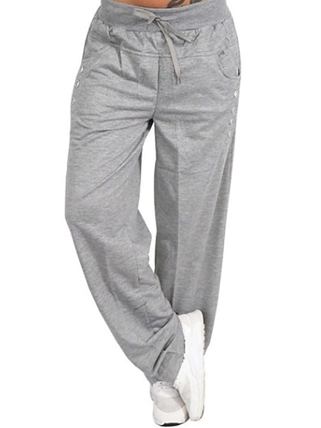 Women's Plus Size L-4XL Micro-Elastic Solid Color Sweatpants Joggers