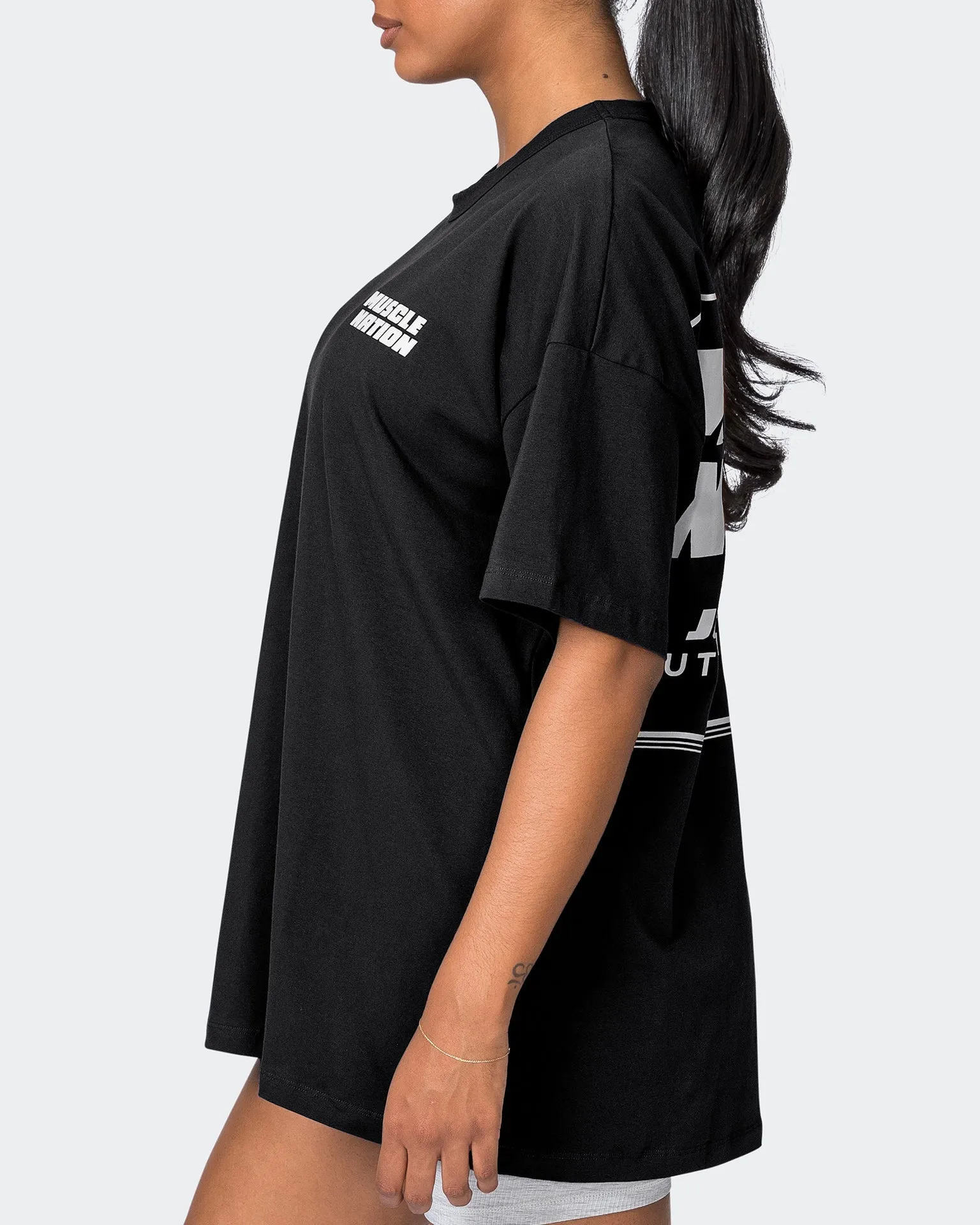 Womens Black Reset Oversized Midweight Tee