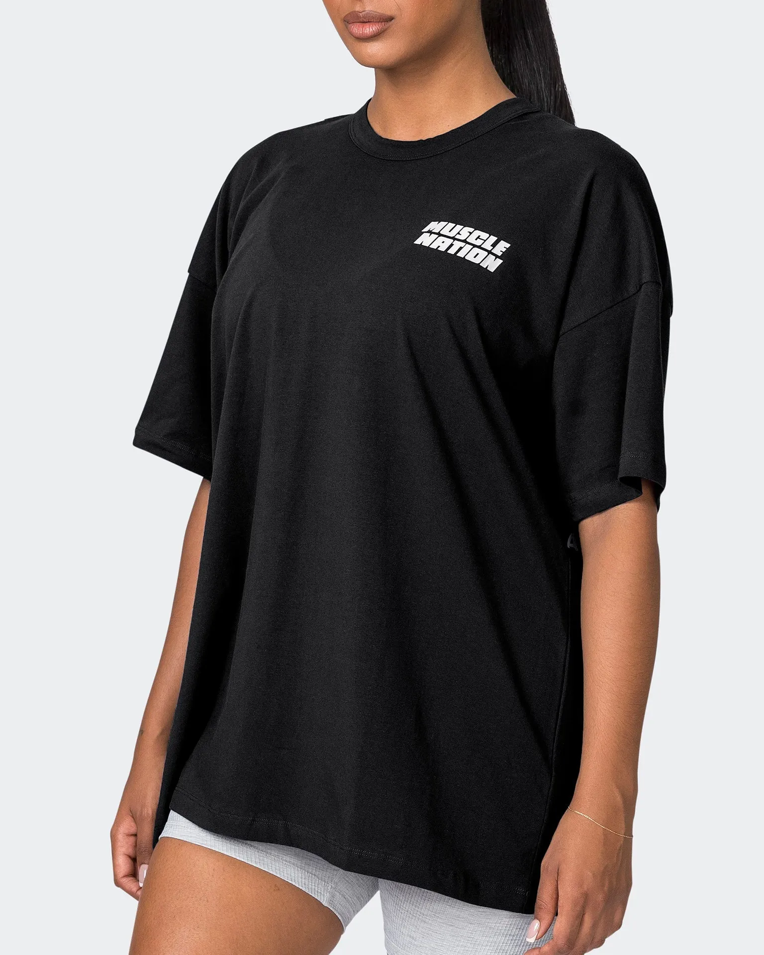 Womens Black Reset Oversized Midweight Tee