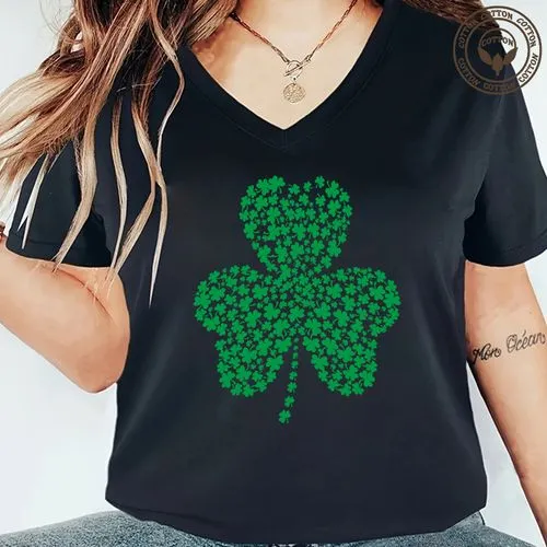 Women's Shamrock Print Short Sleeve T-Shirt