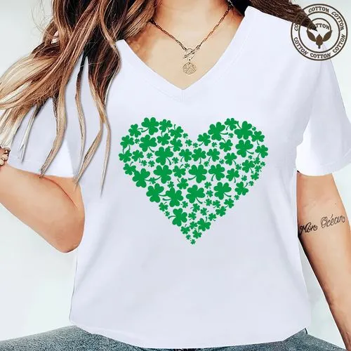 Women's Shamrock Print Short Sleeve T-Shirt