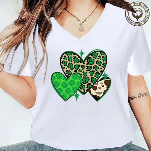 Women's Shamrock Print Short Sleeve T-Shirt