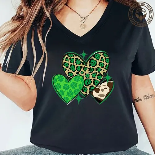 Women's Shamrock Print Short Sleeve T-Shirt